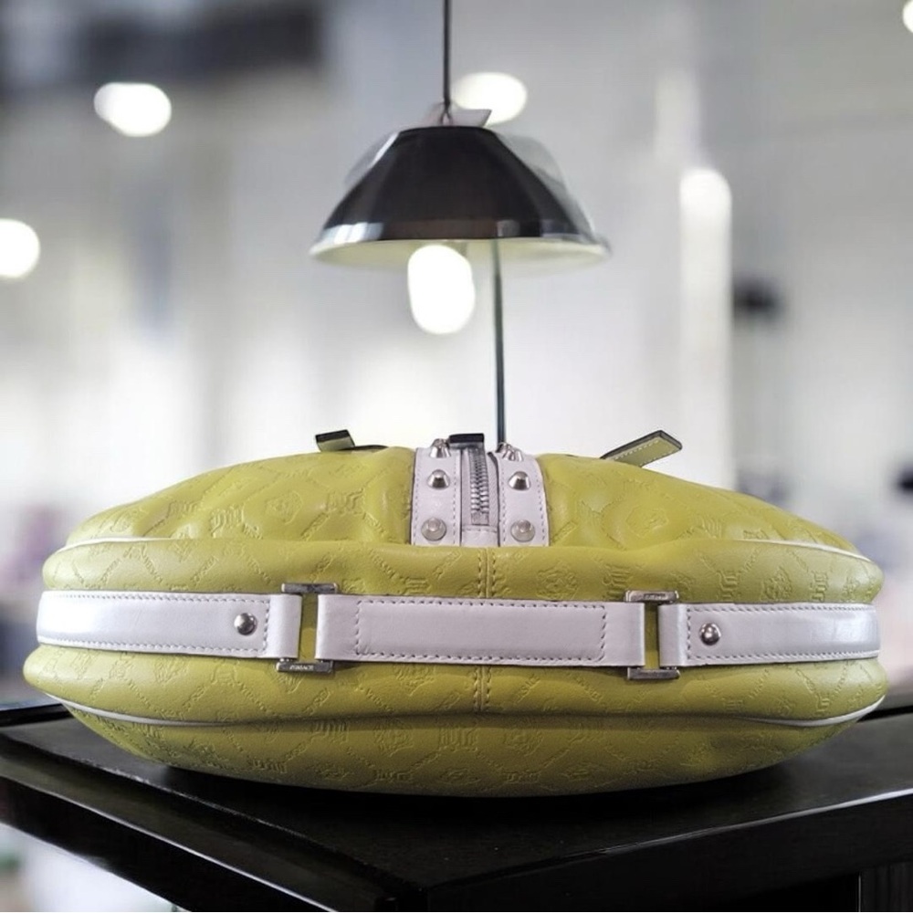 Versace Half Moon Shoulder Bag  Yellow & white EUC - Picture 3 of 8